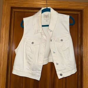 Torrid white cropped denim vest